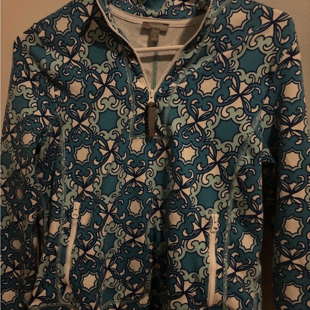 Talbots Blue and White sporty sweater